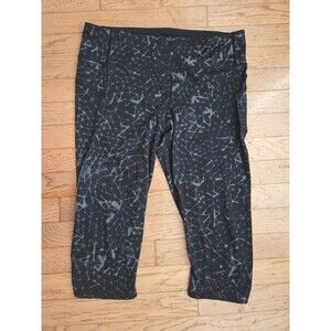 Lululemon Leggings Run Top Speed Crop  Star Crushed Coal Black Luxtreme Size 10